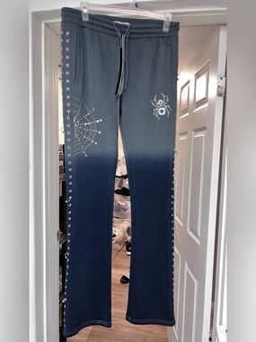 Spiders from Neiman Marcus ombré Embellished Sweatpants spider 🕷️web nwt large